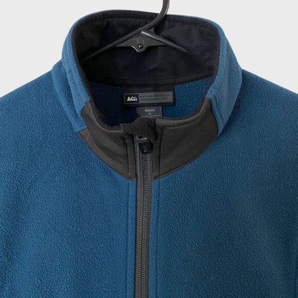 REI Co-op Fleece Full-Zip Vest Blue & Black Men's Small Hiking Travel Outerwear - Picture 5 of 10